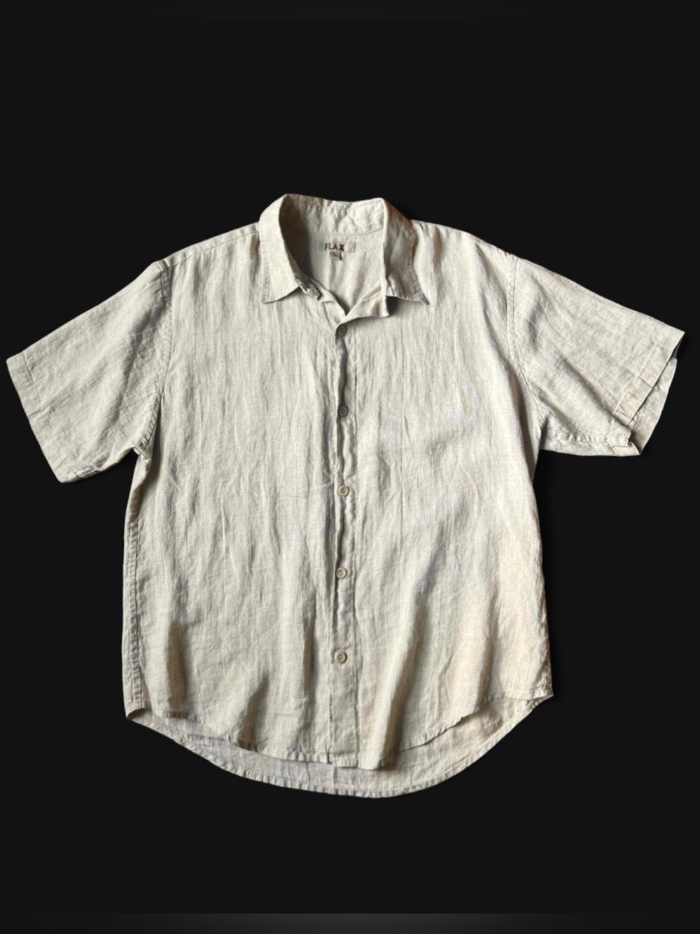 FLAX linen shirt in light kaki gray women’s size L